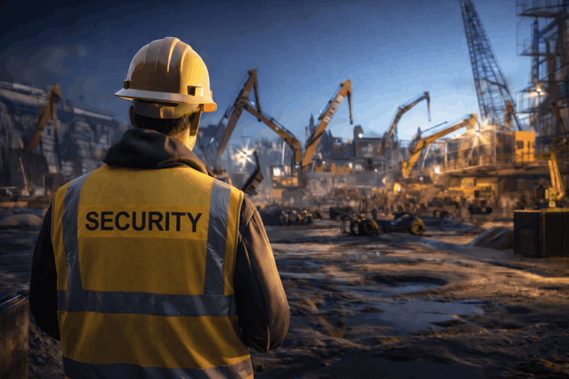 Security guard protecting a construction site in Toronto during after-hours operations
